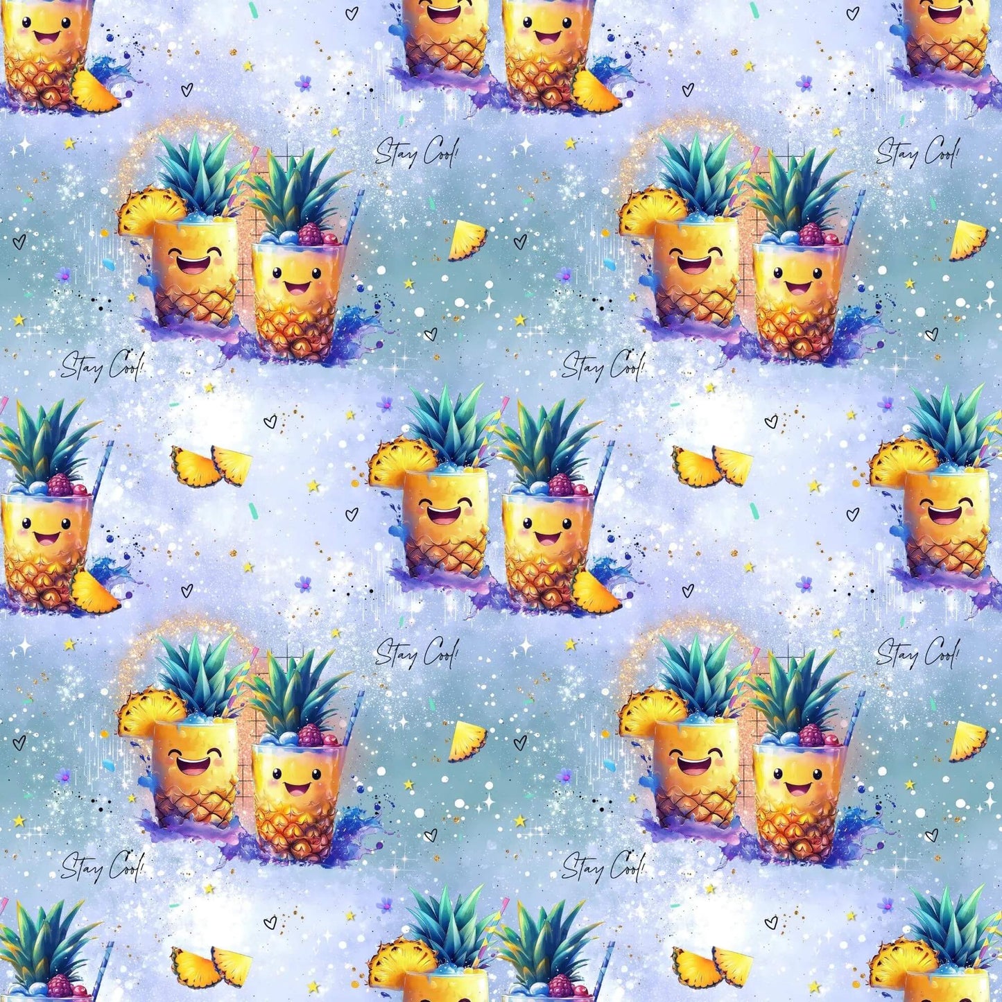 Ananas Stoff mit Maßband Größenvergleich Kinderstoff