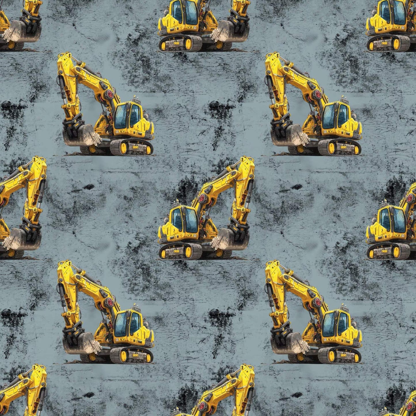 „Baumwollstoff mit Bagger und Maschinen – Meterware fuer kreative Nähideen“