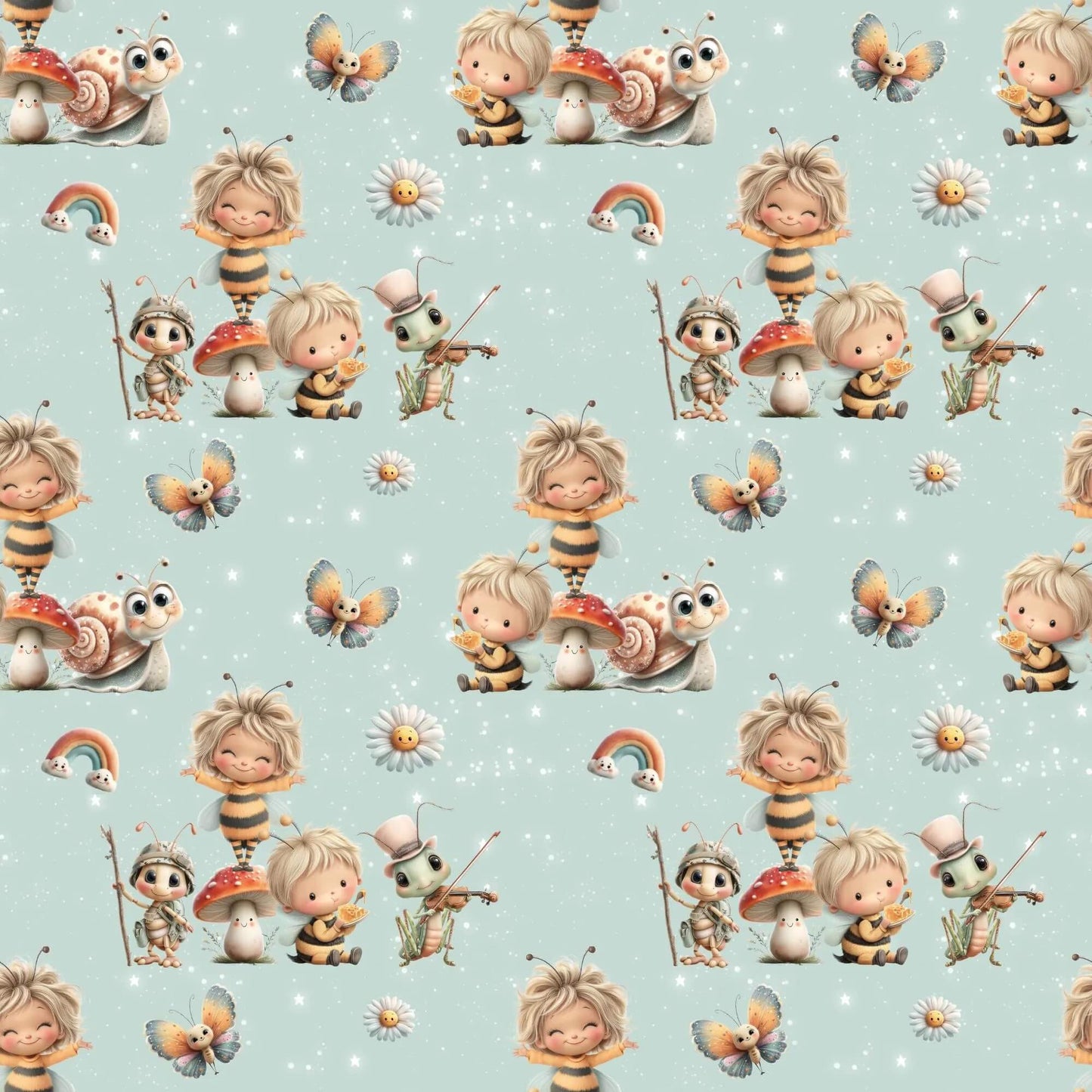 „Baumwollstoff mit Naturfiguren – Meterware fuer kreative Nähideen“