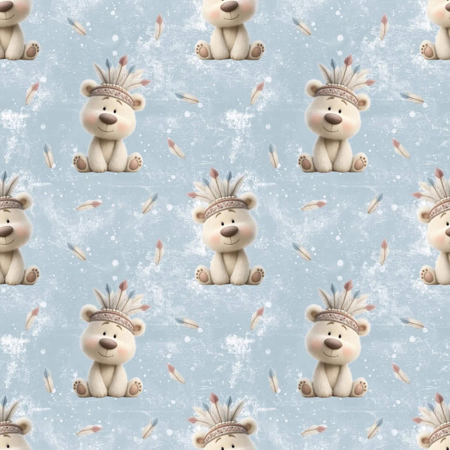 „Baumwollstoff mit Boho Eisbär – Meterware fuer kreative Nähideen“