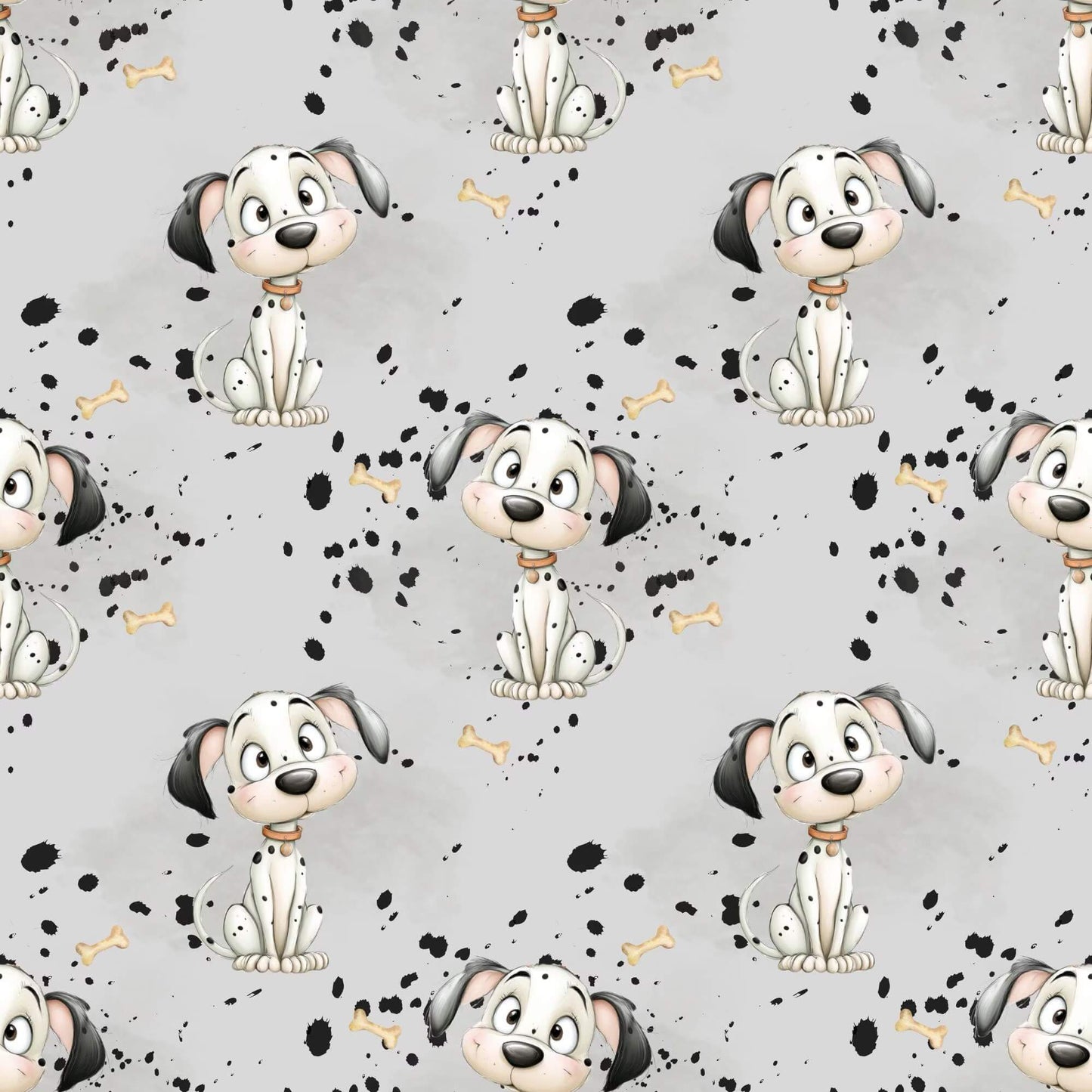 „Baumwollstoff mit Dalmatiner und Tupfen – Meterware fuer kreative Nähideen“