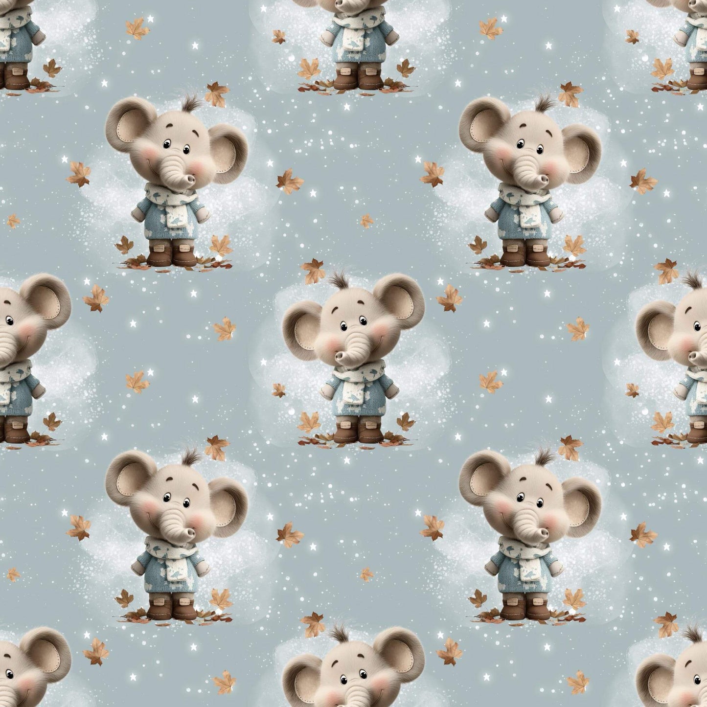 „Baumwollstoff mit Elefant und Blaettern – Meterware fuer kreative Nähideen“