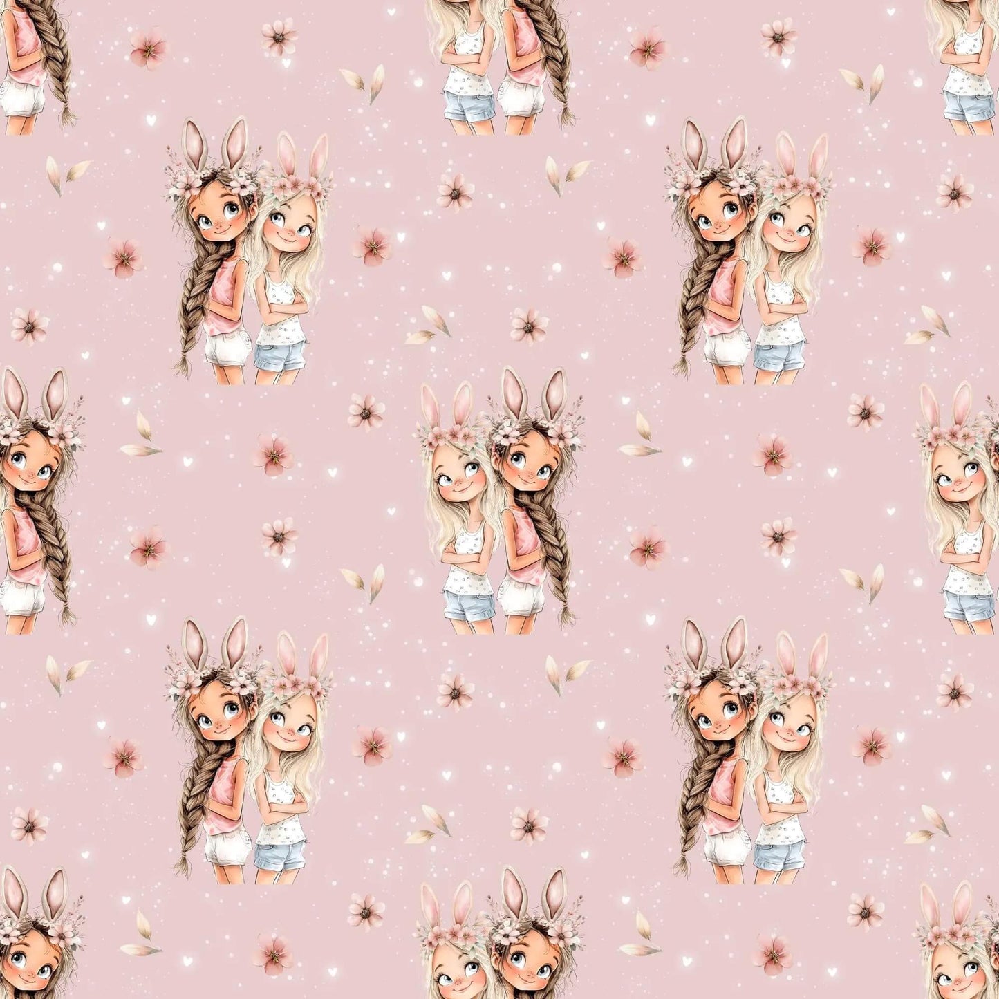 „Baumwollstoff mit Mädchenmotiv – Meterware für kreative Nähideen“