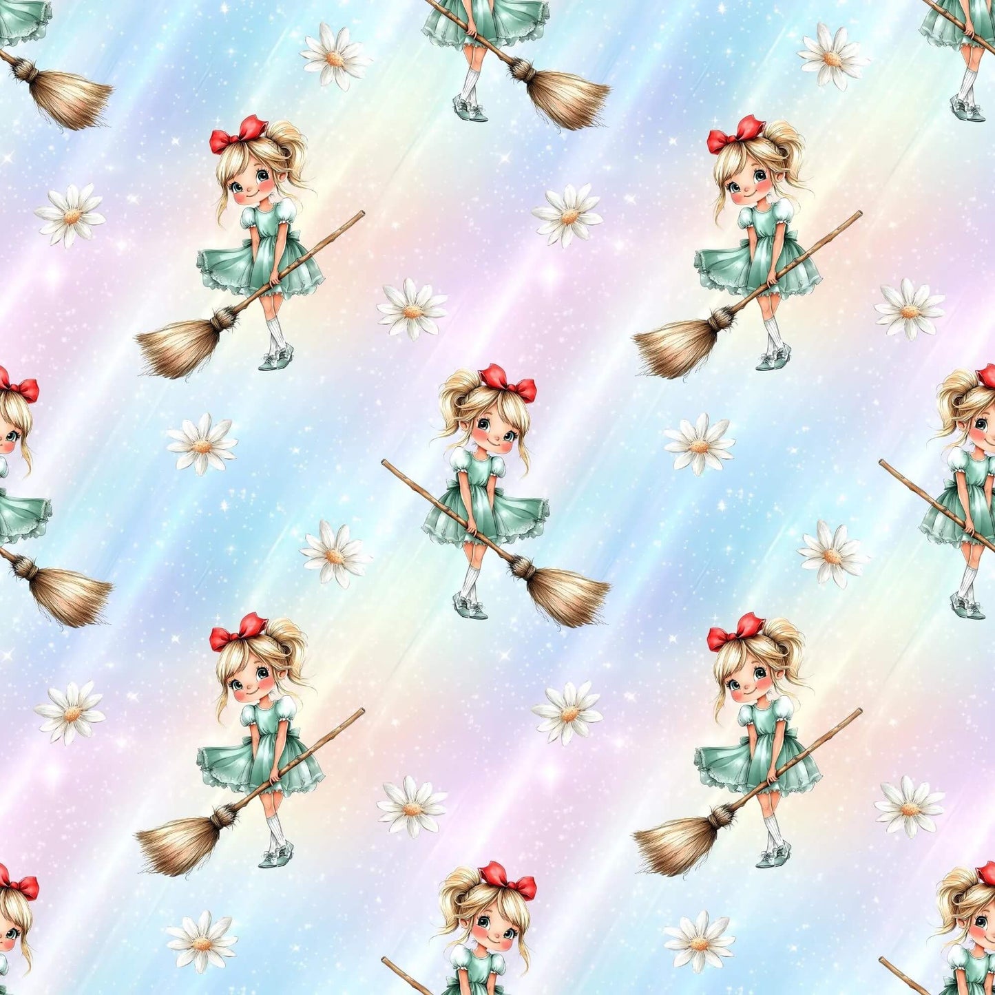 „Baumwollstoff mit Hexe und Zauberwelt – Meterware fuer kreative Nähideen“