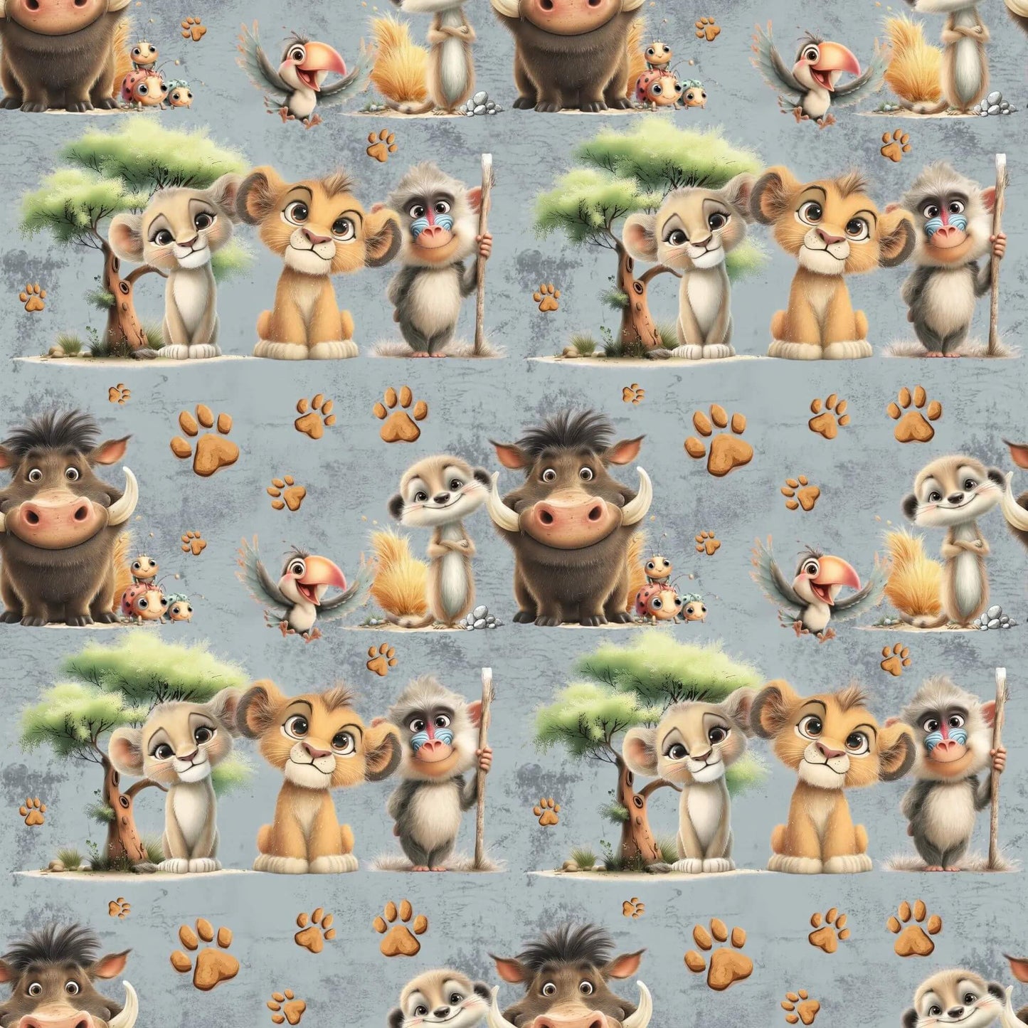 „Baumwollstoff mit Loewen und Pfoten – Meterware fuer kreative Nähideen“