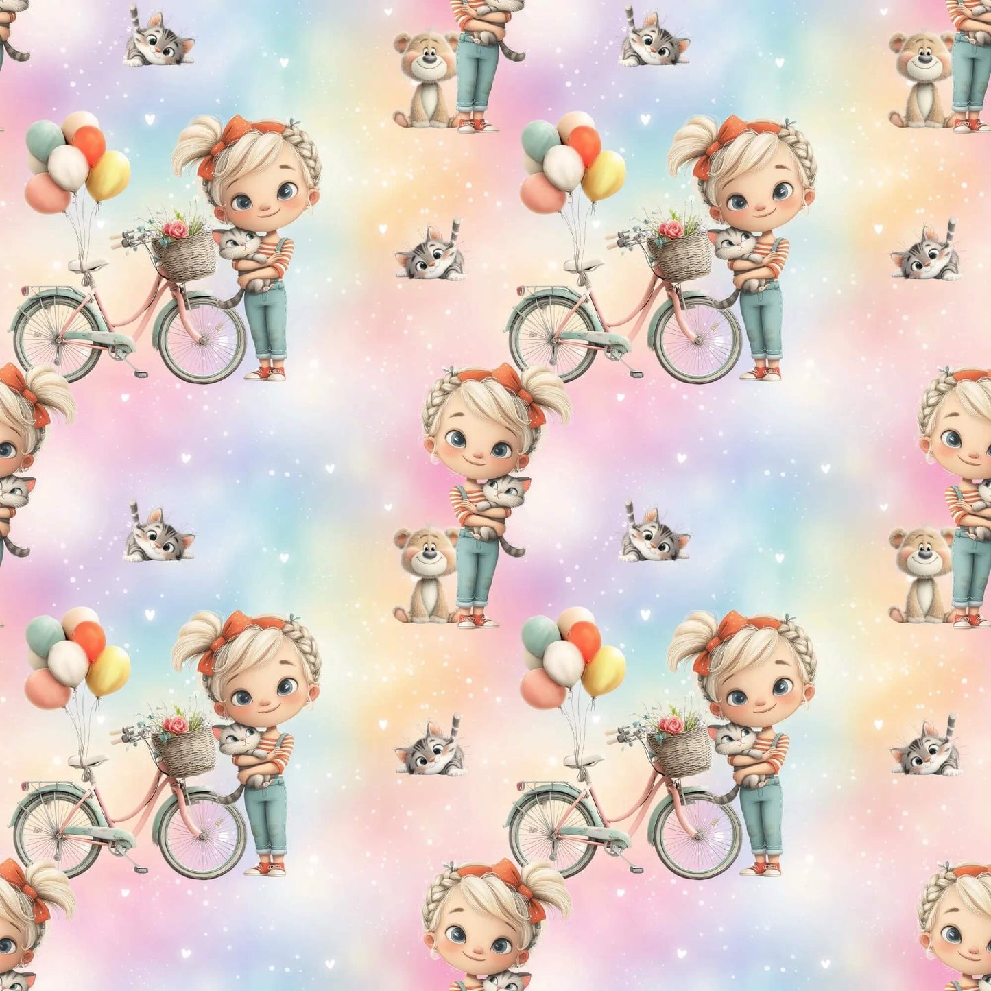 „Baumwollstoff mit Maedchenfigur – Meterware fuer kreative Nähideen“