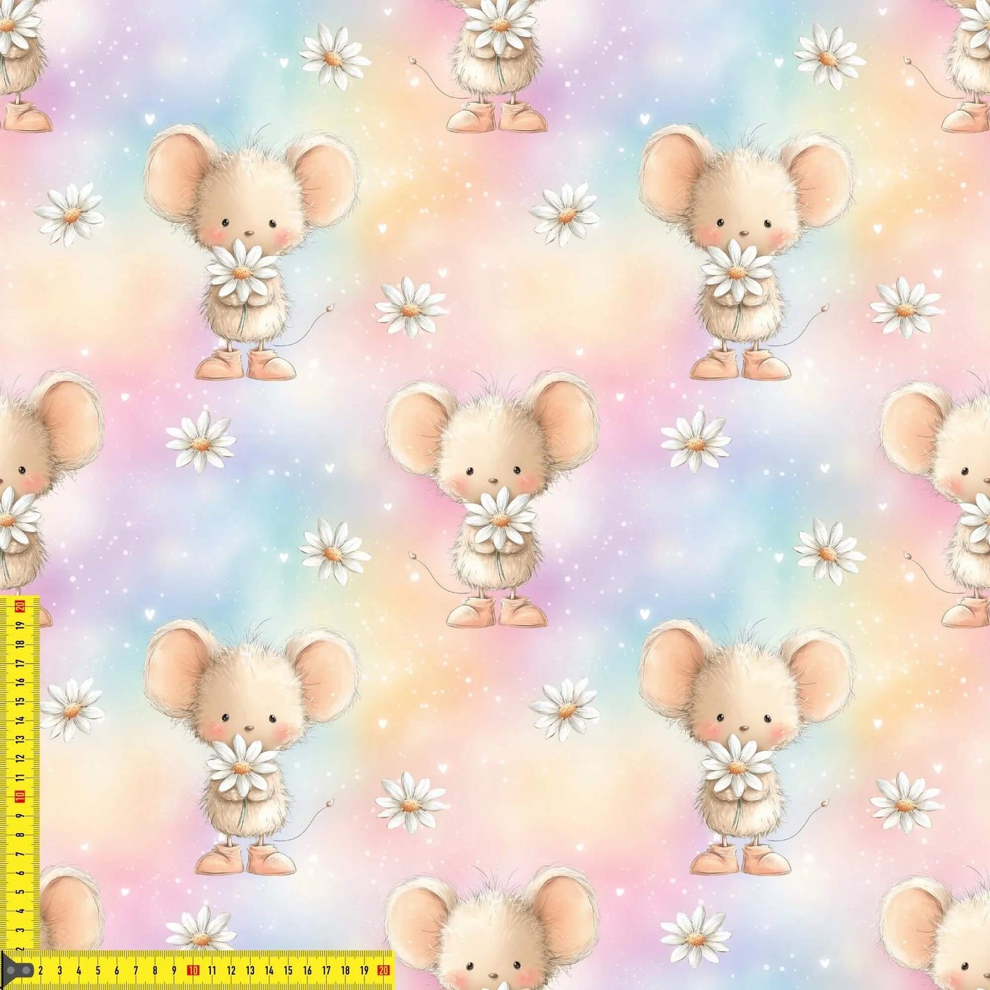 „Baumwollstoff mit Mausfigur – Meterware fuer kreative Nähideen“