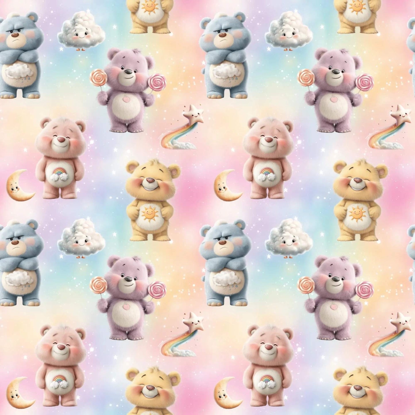 „Baumwollstoff mit Baeren und Wolken – Meterware fuer kreative Nähideen“