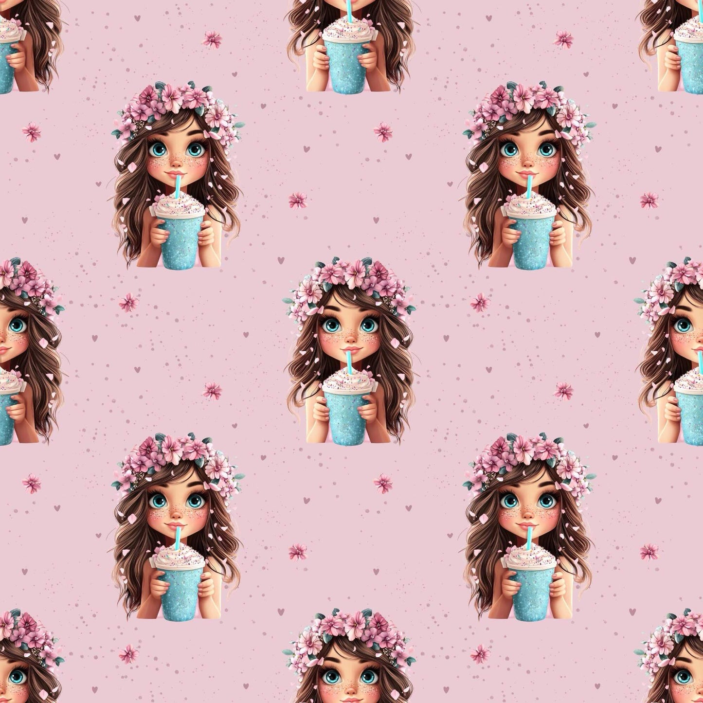 „Baumwollstoff mit Mädchenfigur – Meterware für kreative Nähideen“