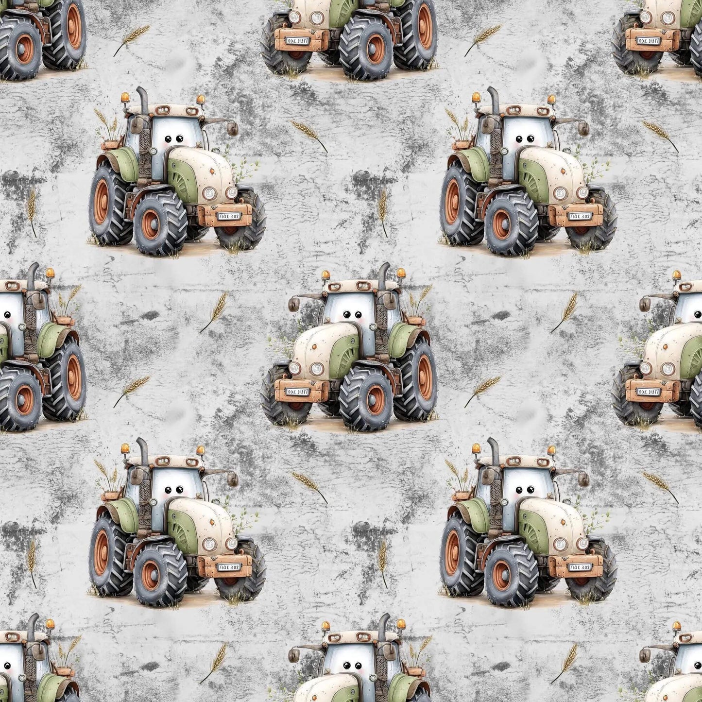 „Baumwollstoff mit Traktorfigur – Meterware fuer kreative Nähideen“