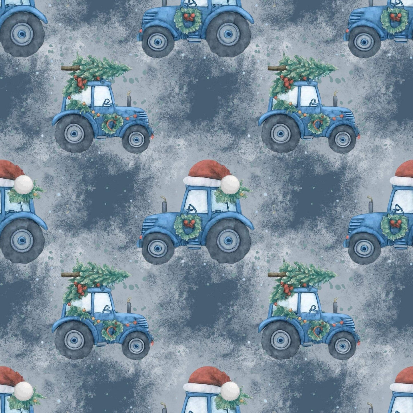 „Baumwollstoff mit Traktor und Weihnachtsdeko – Meterware fuer kreative Nähideen“