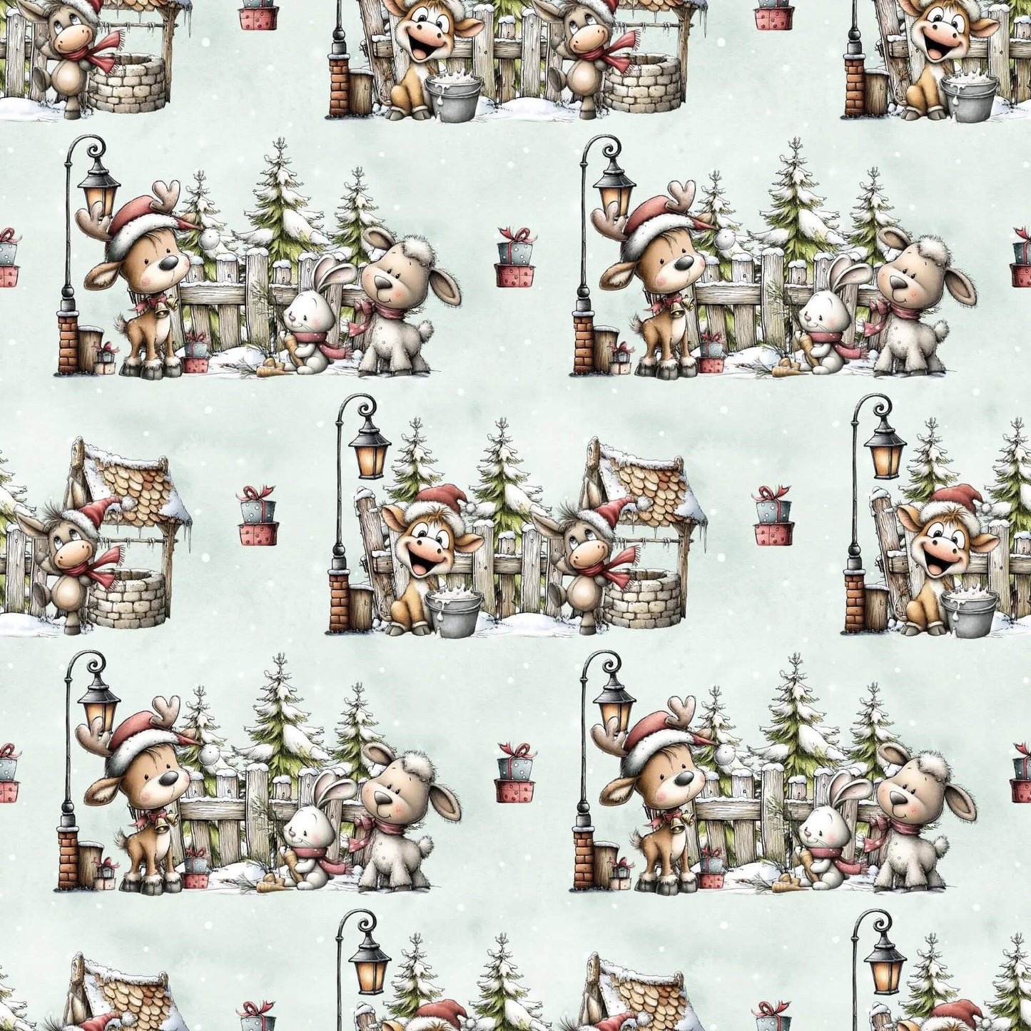 „Baumwollstoff mit Reh und Hase – Meterware fuer kreative Nähideen“