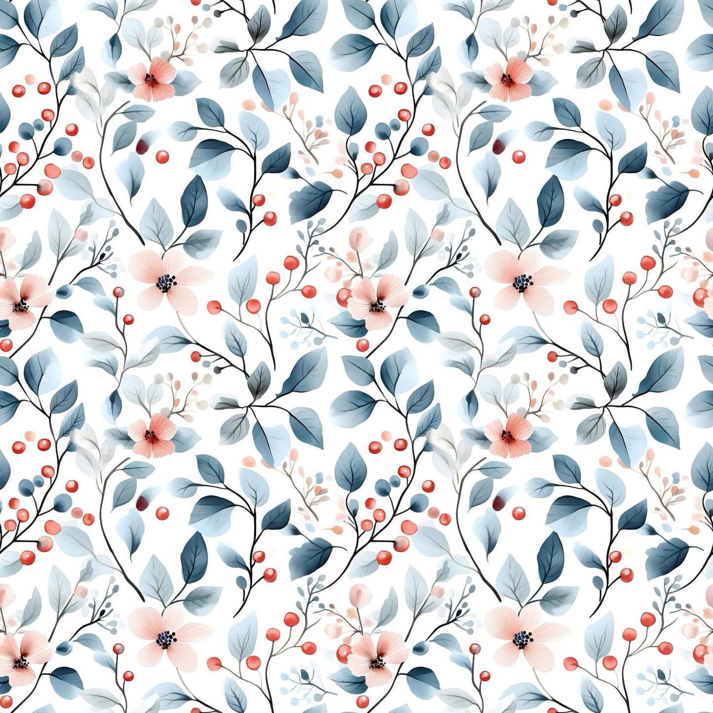 „Baumwollstoff mit Beeren und Blaettern – Meterware fuer kreative Nähideen“