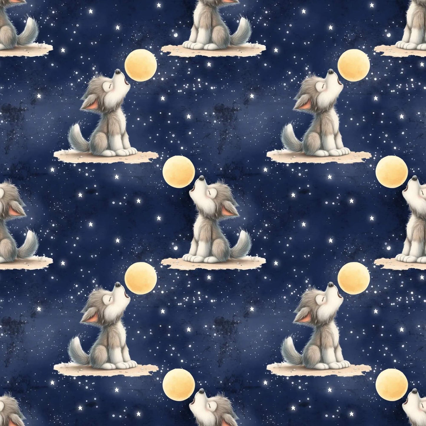 „Baumwollstoff mit Mondmotiv – Meterware für kreative Nähideen“