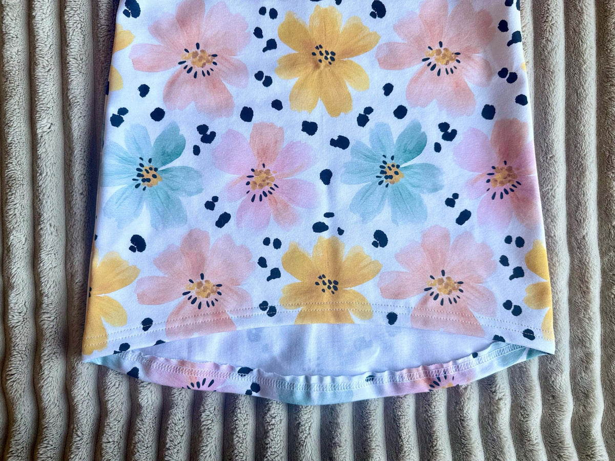T-Shirt Kinder Gr. 122 Blumen Weiß | Handmade Mädchenshirt