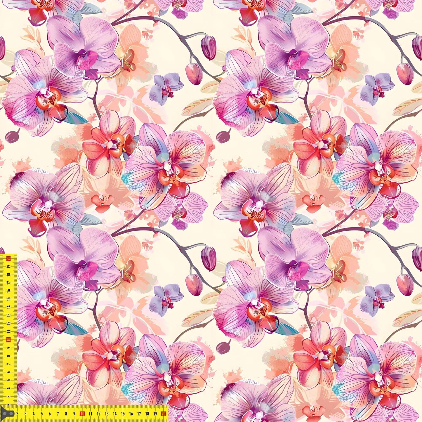 Orchideen – Edler Blumenstoff mit Aquarell‑Design | Jersey, French Terry