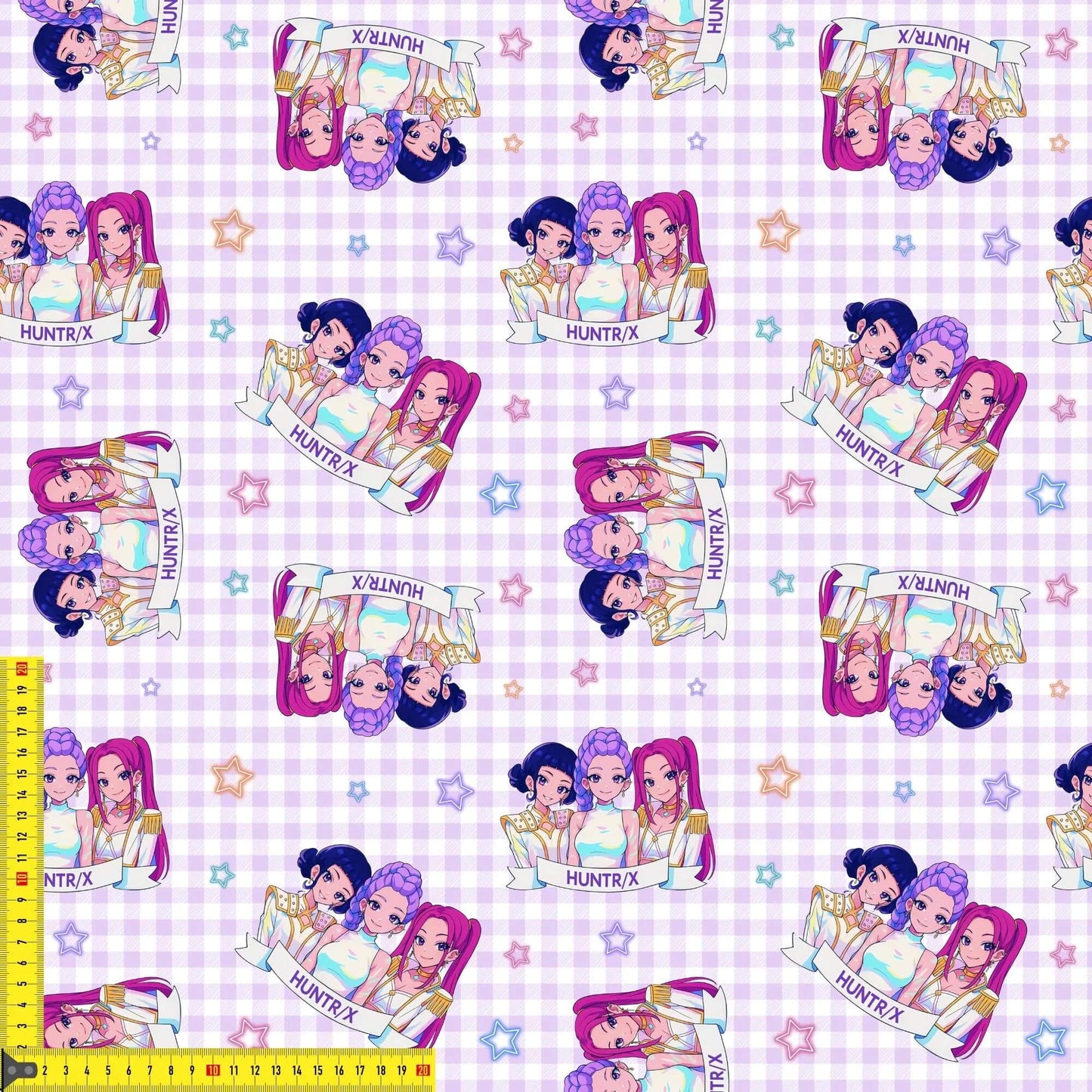 Kinderstoff lila kariert K Popband Meterware Jersey French Terry