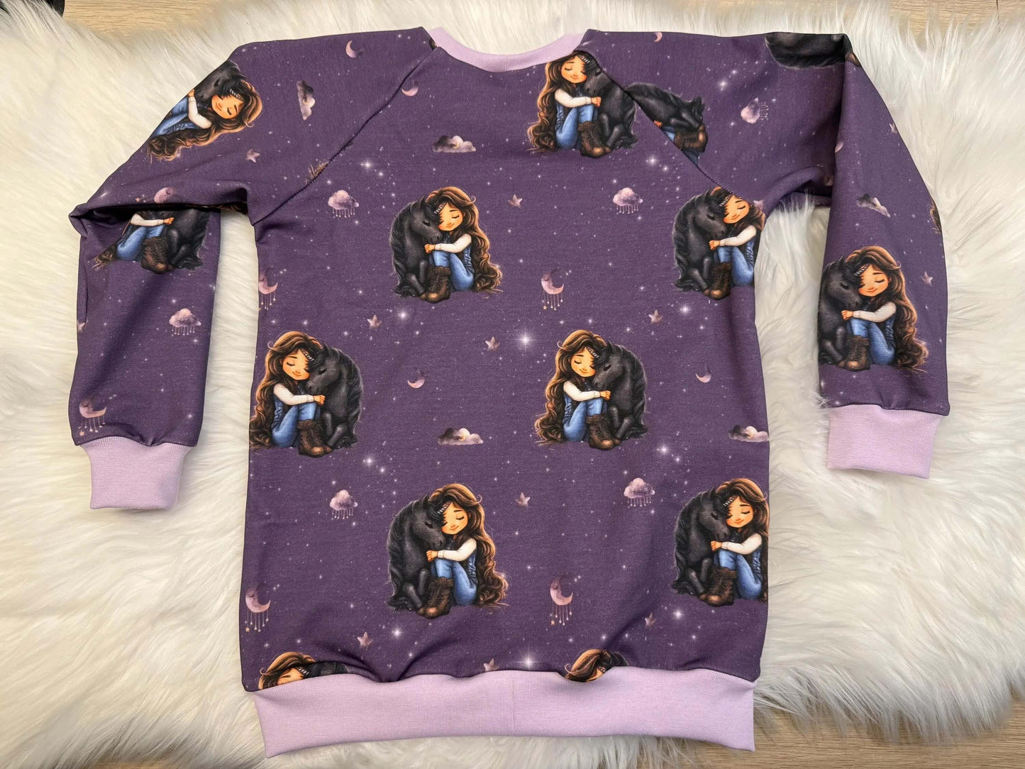 Langarmshirt mit Einhorn Print und rosa Details