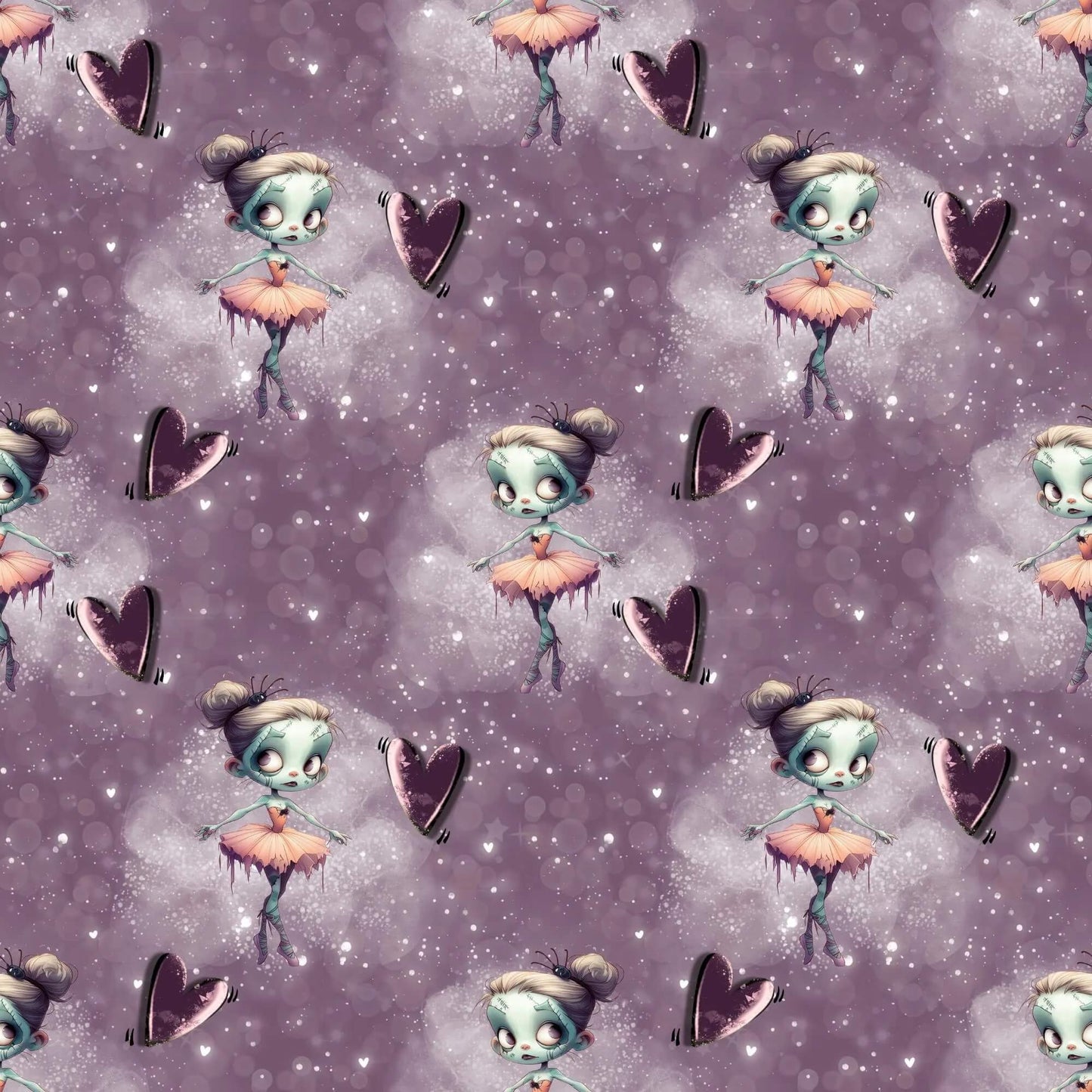 „French Terry Meterware mit Zombi Ballerina – perfekt fuer Pullover & Pumphosen“