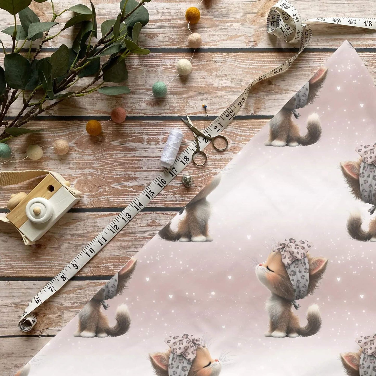 Kombi Katze mit Haarband Stoff Meterware – ideal für Kinderkleidung & Tiermotive“