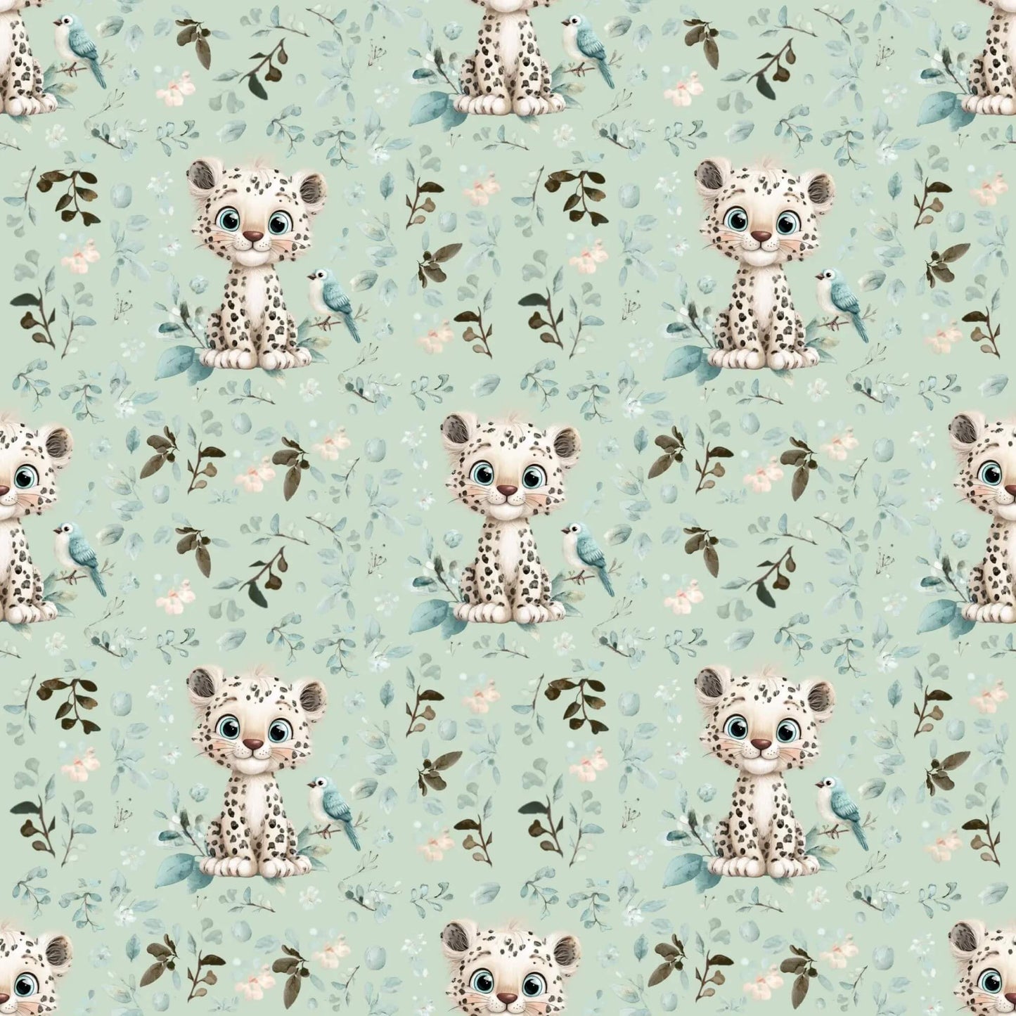 Musselin mit Baby Leopard Motiv für leichte Sommerkleidung