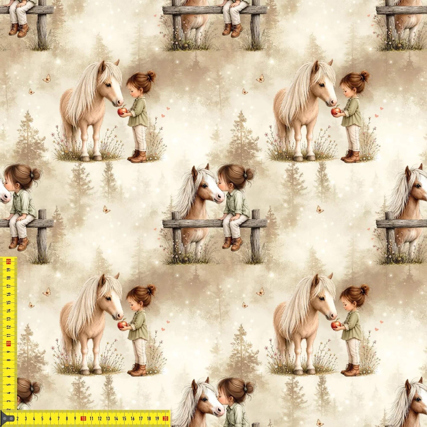 Jersey Stoff mit Mädchen und Pony für Baby- und Kinderkleidung aus OEKO-TEX Baumwolljersey