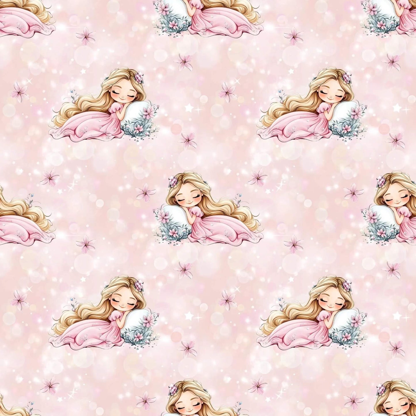 Rib Jersey Kinderstoff Sleeping Beauty Lagerware Stoff Meterware für Mädchenkleidung und Babykleidung