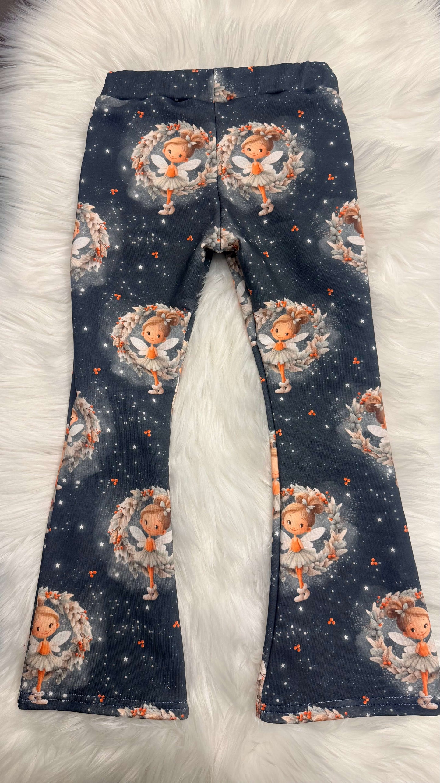 „French Terry Schlaghose Winterfee für Mädchen – handgemachte Hose mit Feenmotiv und bequemem Gummibund“
