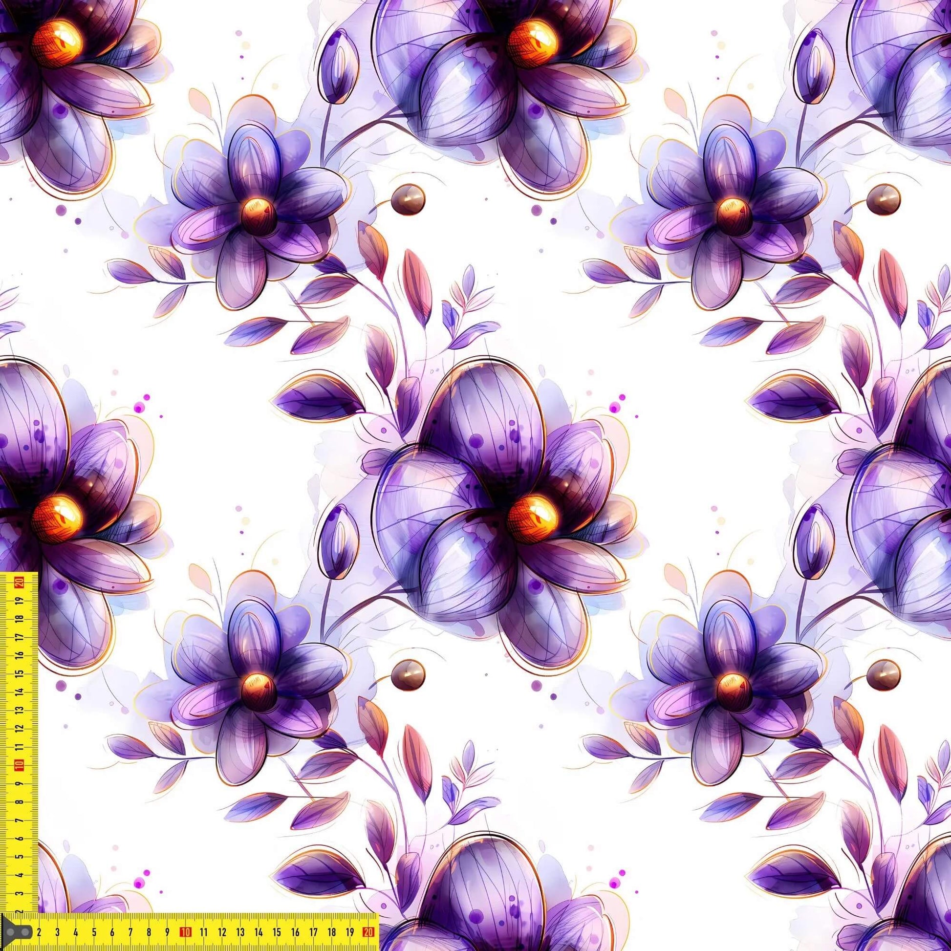 Jersey Stoff Rapport floral modern lila orange Meterware
