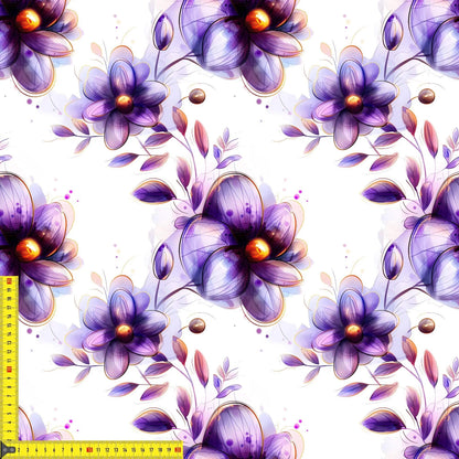 Jersey Stoff Rapport floral modern lila orange Meterware
