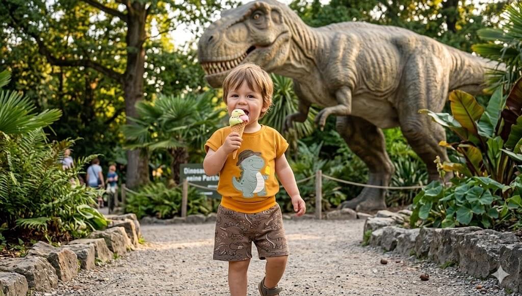 Gelbes T‑Shirt Größe 86 mit Dino Stickbild
