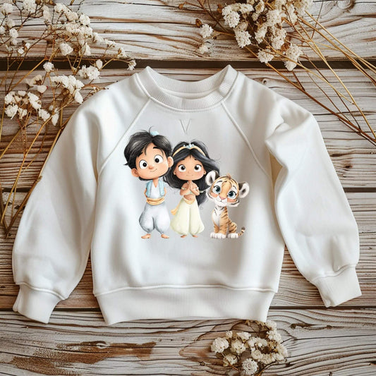 Arabische Freunde DTF Bügelbild 13x14 cm auf weißem Kinder T-Shirt
