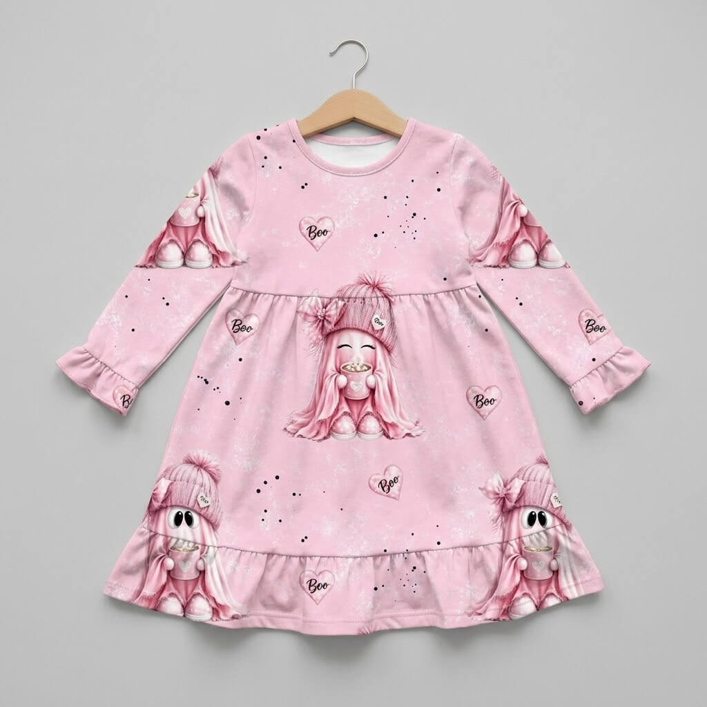 Pink Boo Kleid Damen Altrosa Herbstmode