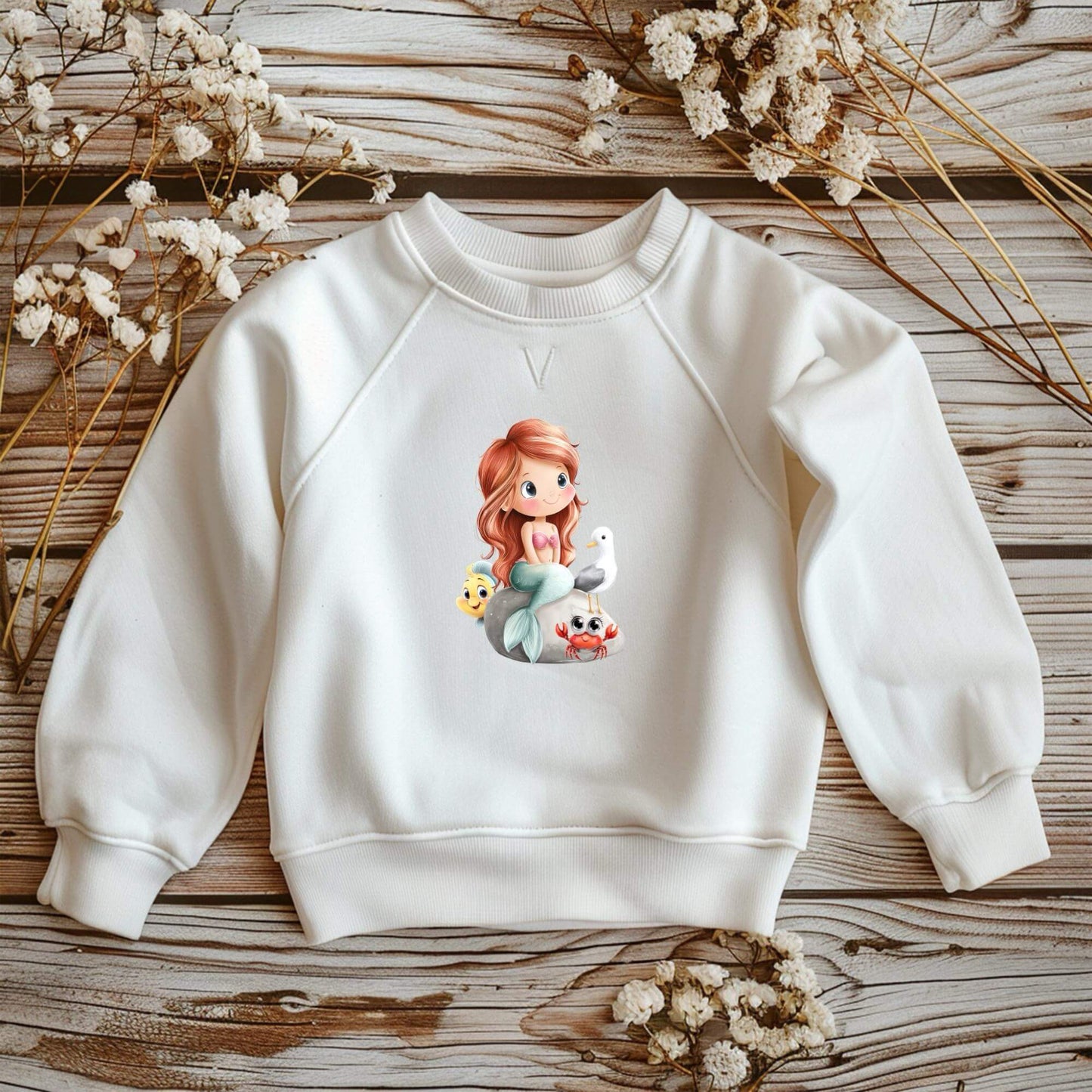 Bügelbild Flossenfreunde Grün 14x10cm auf DTF Folie mit Meerjungfrau