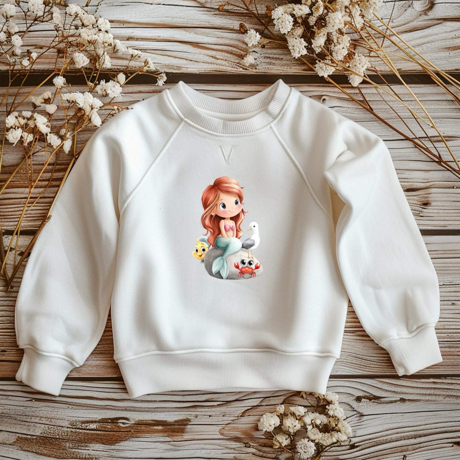 Bügelbild Flossenfreunde Grün 14x10cm auf DTF Folie mit Meerjungfrau