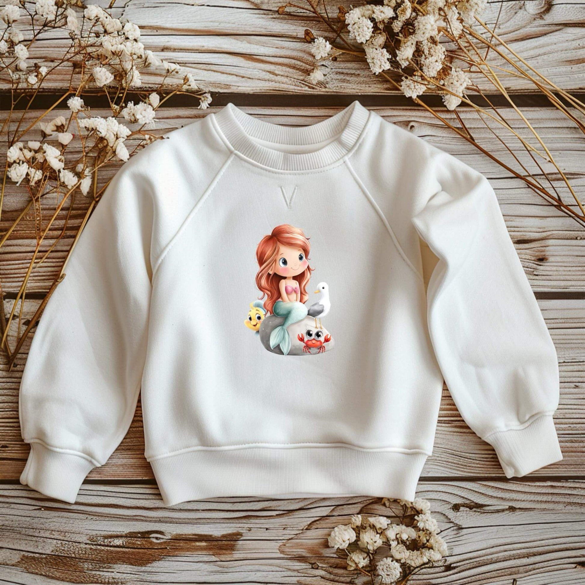 Bügelbild Flossenfreunde Grün 14x10cm auf DTF Folie mit Meerjungfrau