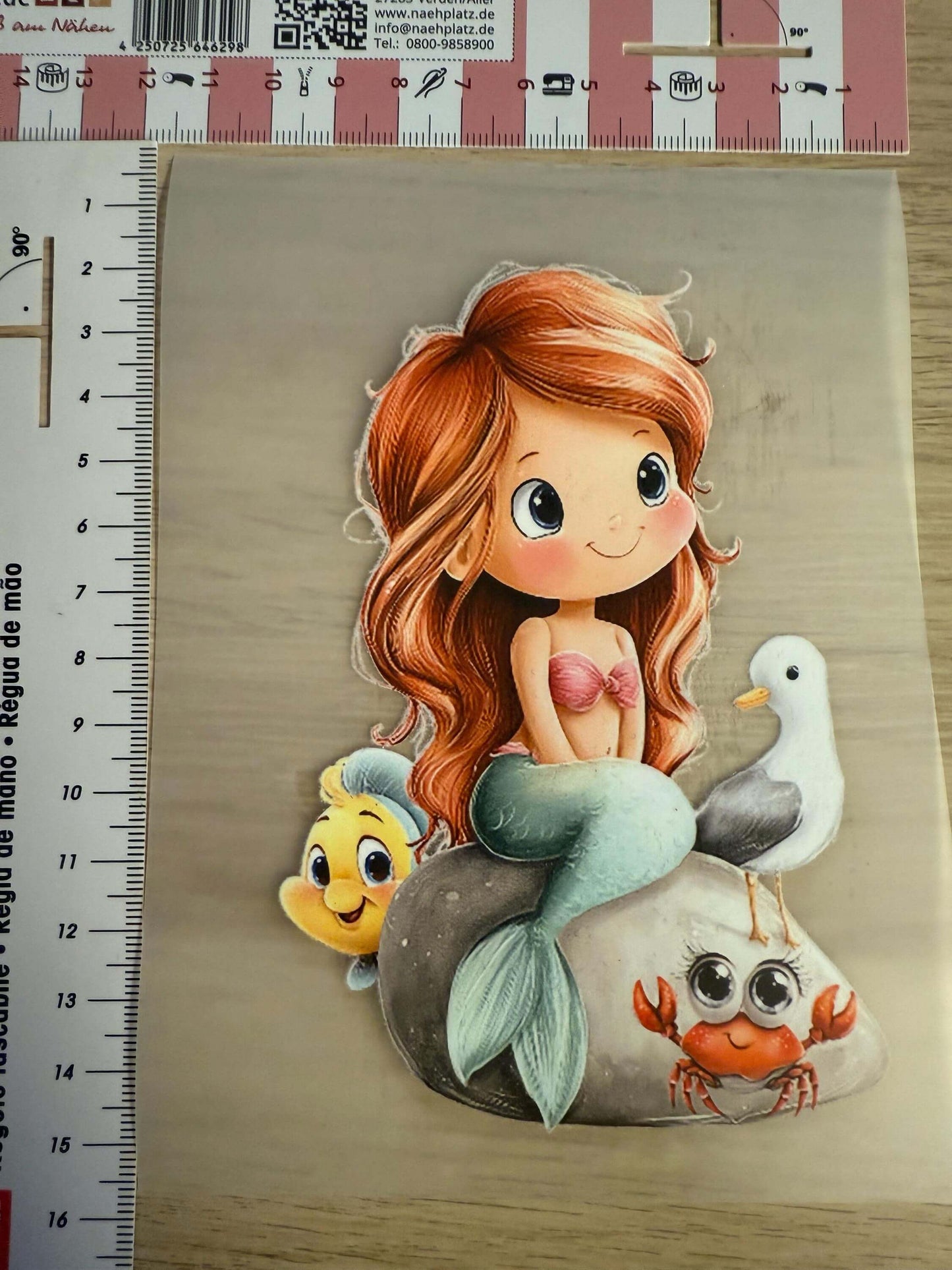 Bügelbild Meerjungfrau Motiv mit Tieren, Muscheln und Meeresstimmung