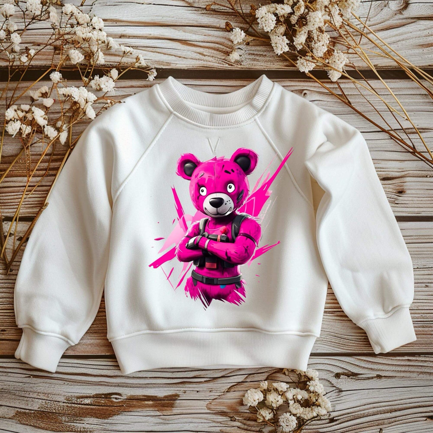 Bügelbild Panda Mädchen 20x18cm auf DTF Folie mit rosa Details