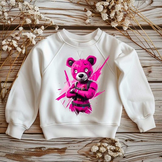 Bügelbild Panda Mädchen 20x18cm auf DTF Folie mit rosa Details
