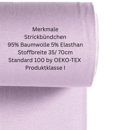 Bündchen Lavendel 0,5m Meterware – OEKO TEX 100 für Kleidung