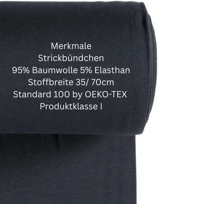 Bündchen Nachtblau 0,5m Meterware – OEKO TEX 100 für Kleidung