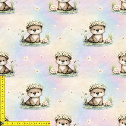 OEKO‑TEX 100 Baumwollstoff mit Otter‑Illustrationen