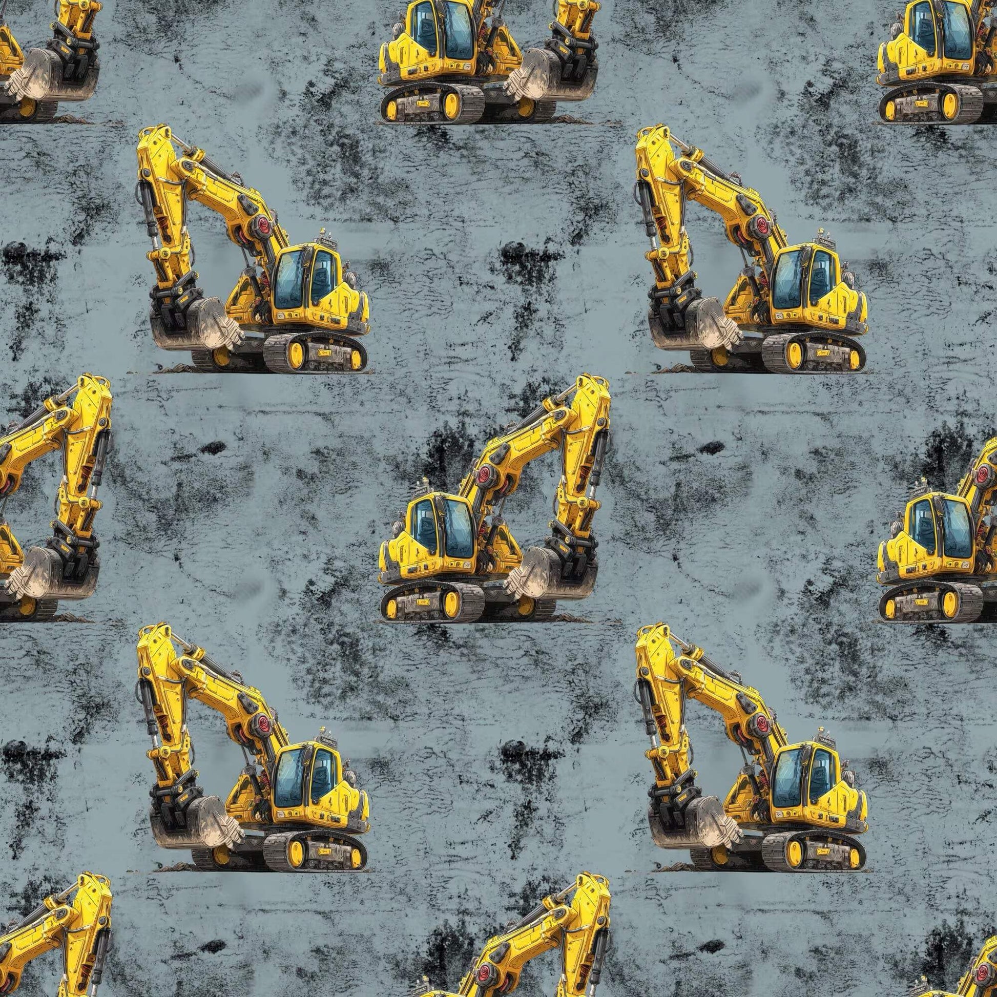 „Baumwollstoff mit Bagger und Maschinen – Meterware fuer kreative Nähideen“