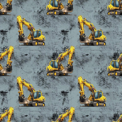 „Baumwollstoff mit Bagger und Maschinen – Meterware fuer kreative Nähideen“