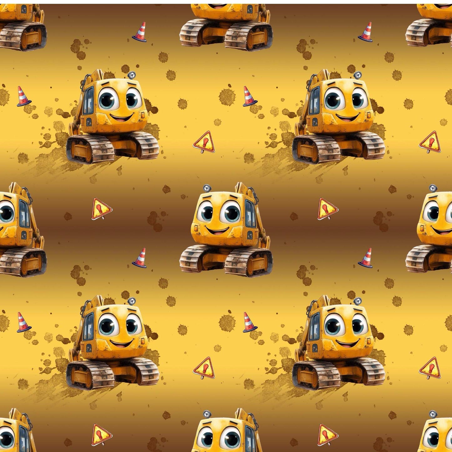 „Baumwollstoff mit Baustellenmotiv – Meterware für kreative Nähideen“