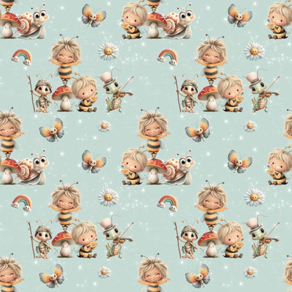 „Baumwollstoff mit Naturfiguren – Meterware fuer kreative Nähideen“