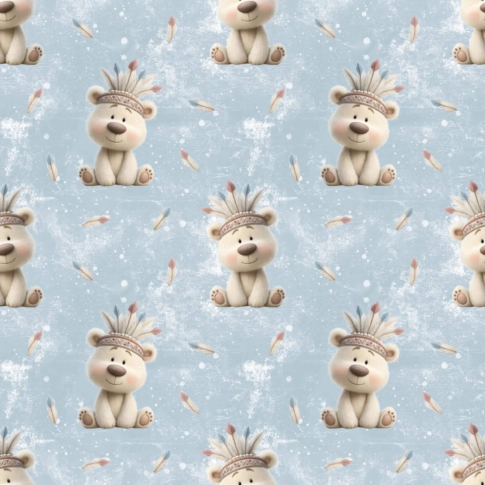 „Baumwollstoff mit Boho Eisbär – Meterware fuer kreative Nähideen“