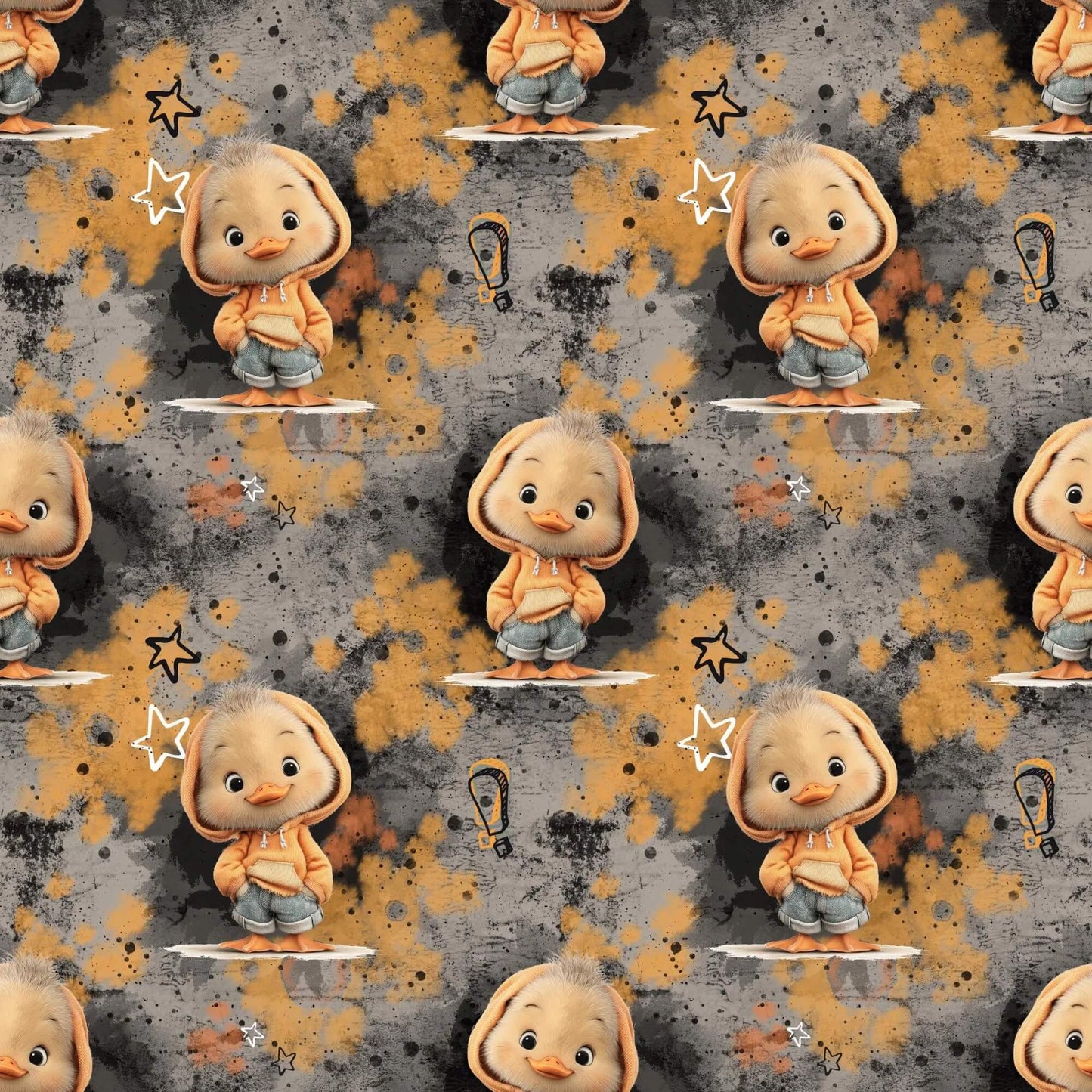 „Baumwollstoff mit Ente und Sternen – Meterware fuer kreative Nähideen“