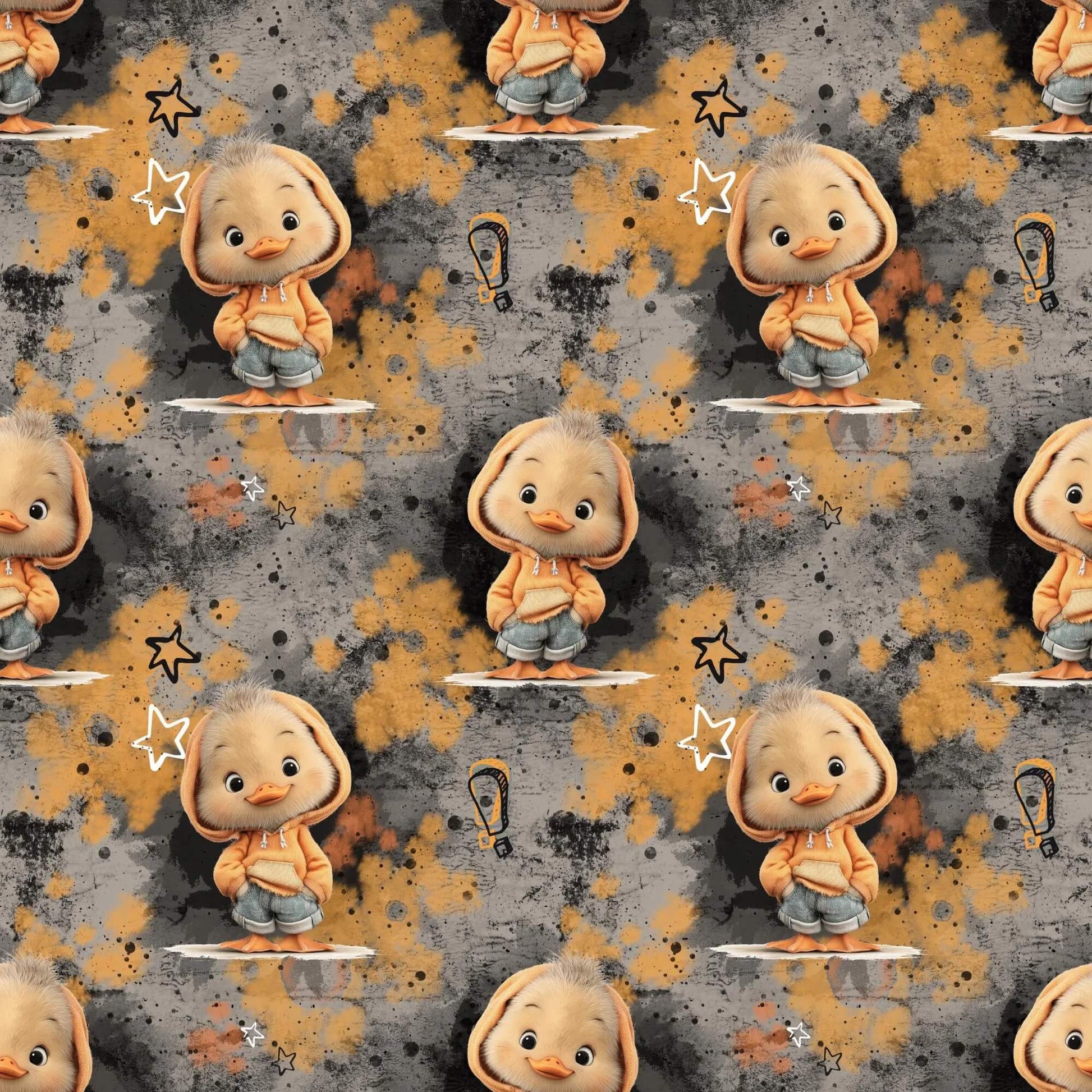 „Baumwollstoff mit Ente und Sternen – Meterware fuer kreative Nähideen“