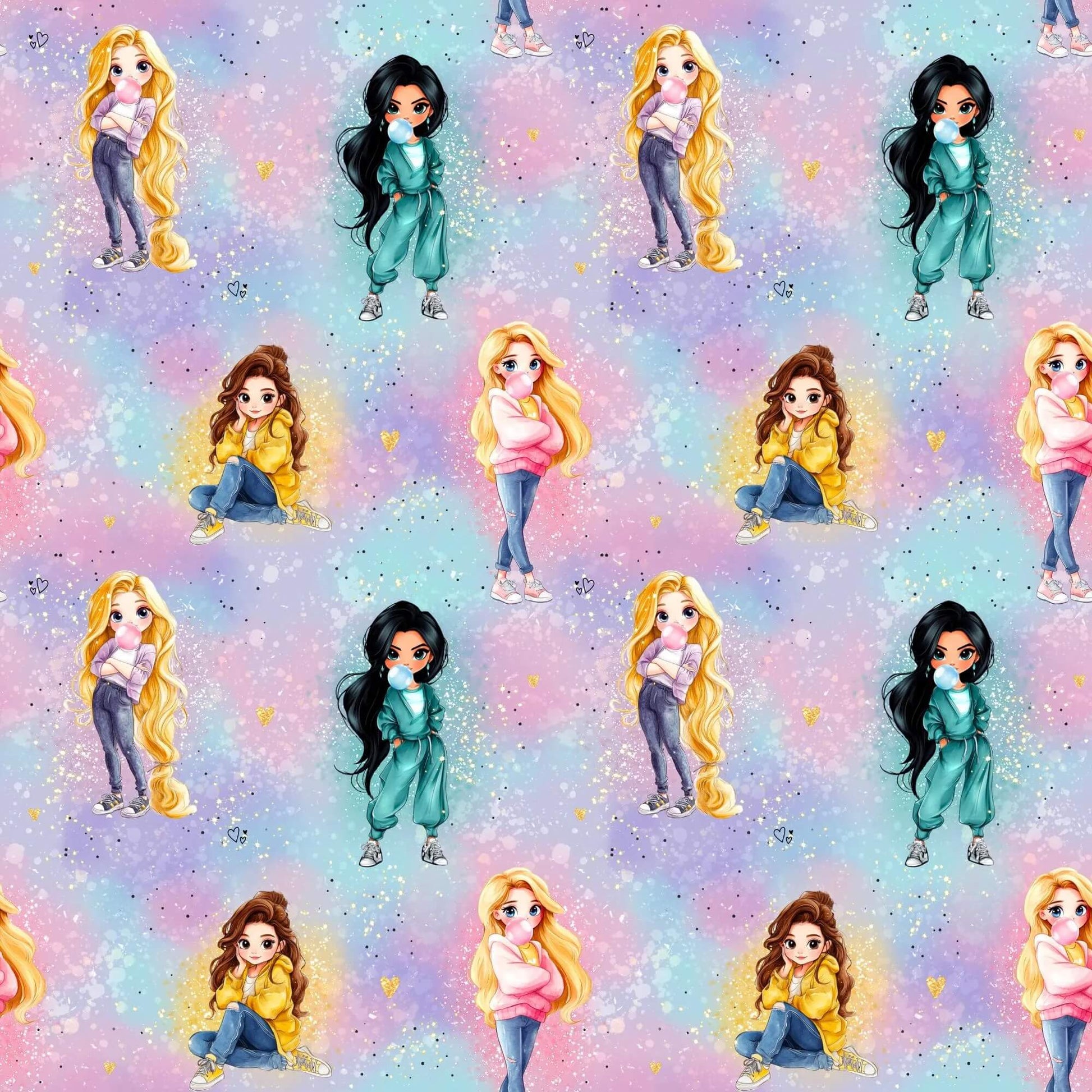 „Baumwollstoff mit Freundschaftsmotiv – Meterware für kreative Nähideen“